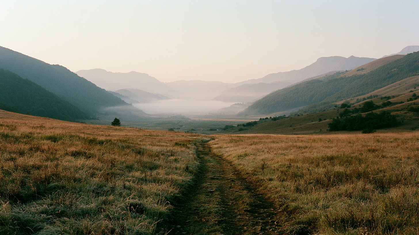 Mountain valley at first light