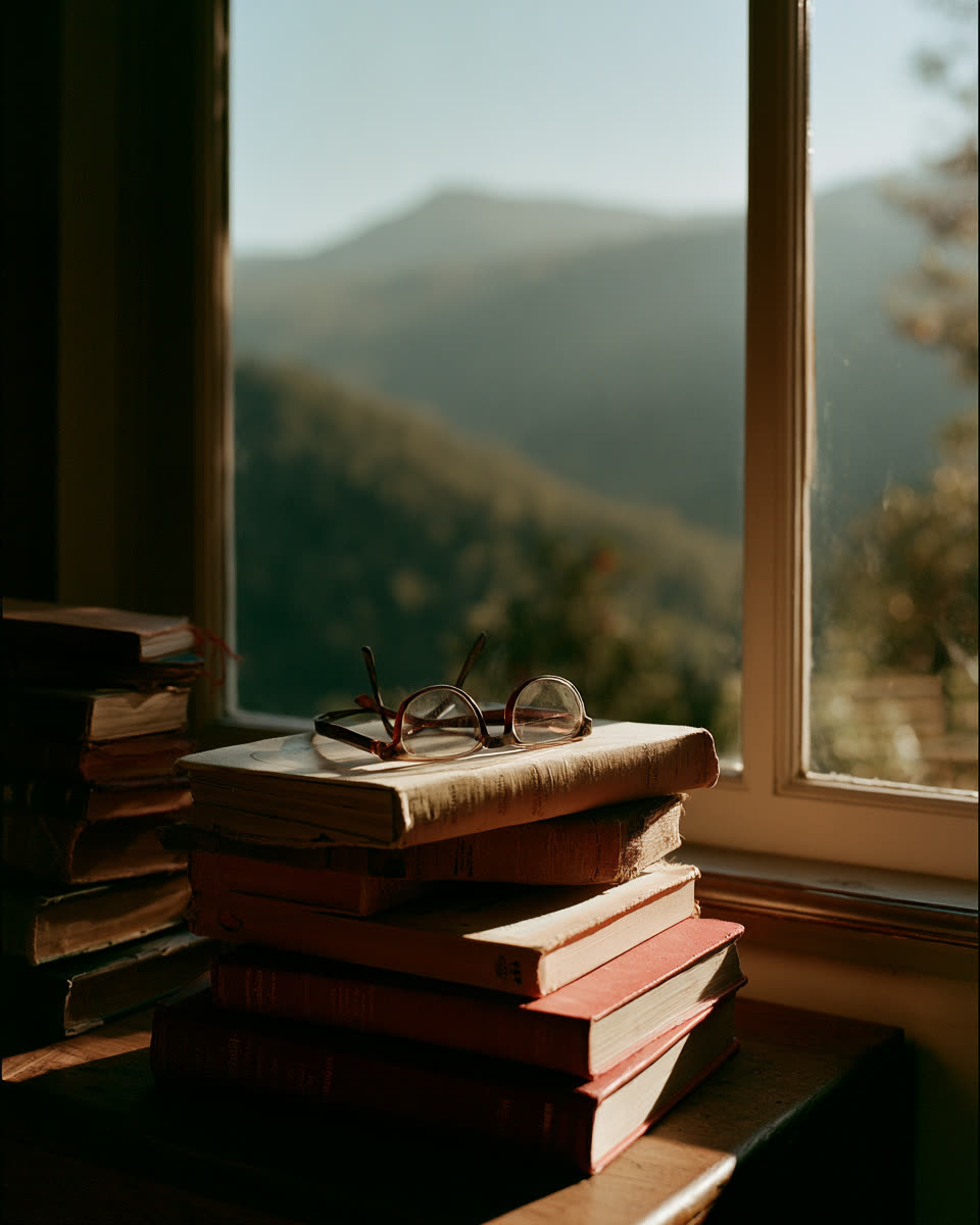 A stack of well-worn hardcover books